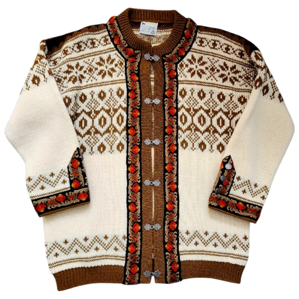 Vintage GANN SPORTY Norway 100% Wool Cardigan Sweater